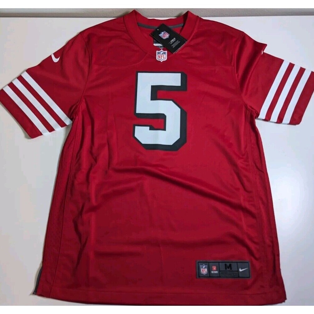 NIKE San Francisco 49ers Trey Lance Jersey Med Mens Red White On Field Football